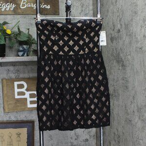 Jump Apparel Juniors Bandeau Lattice-Lace Fit & Flare Dress Black / Nude M